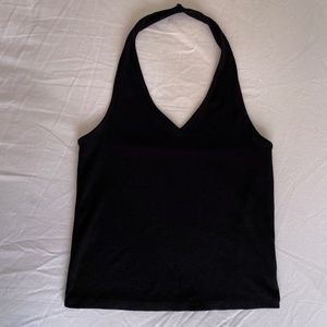 American Eagle Cropped Halter Top - Size Medium, Black